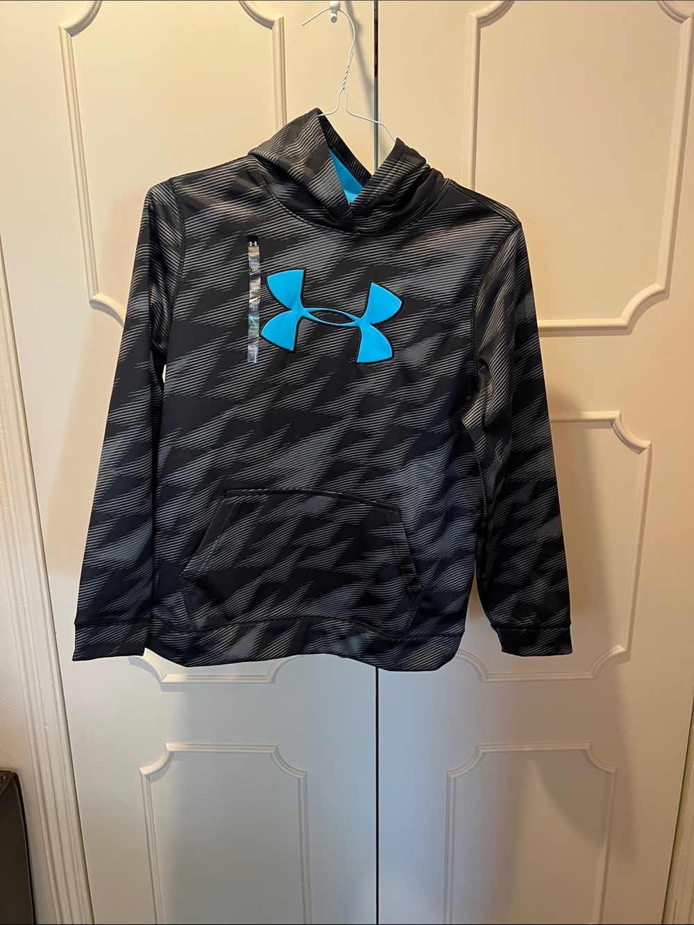 NWT Under Armour Kids' Black Hoodie with Bright Blue Logo